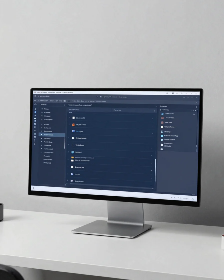 Clean editorial technology photography of a file-processing inter